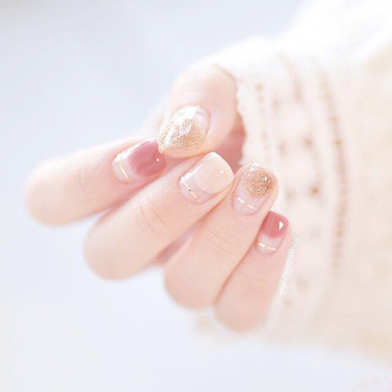 韩国新款拆卸美甲贴纸女显白小清新指甲贴纸全贴防水持久指甲贴片