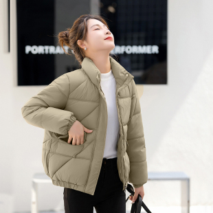 立领短款羽绒棉服女2024冬季新款棉衣宽松小个子加厚保暖棉袄外套