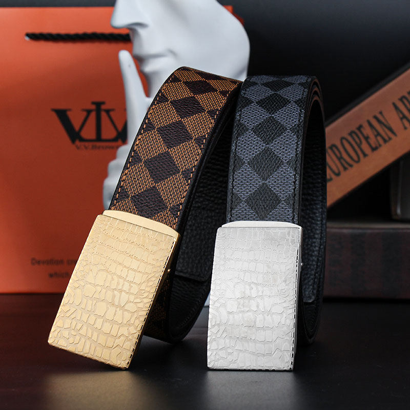 VVBROWN意大利品牌正品头层牛皮皮带真皮高档休闲自动扣男士腰带