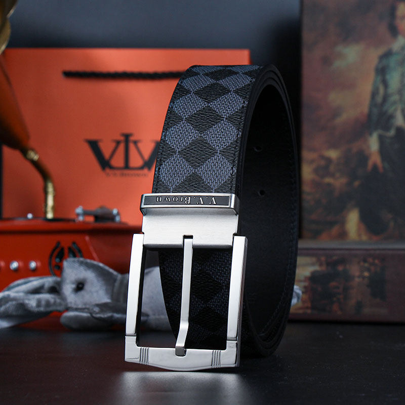 VVBROWN意大利品牌正品皮带男士真皮针扣裤带高档商务奢侈裤腰带
