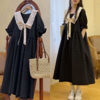 2-300 catty Plus size fat mm Korean style doll collar dress for women