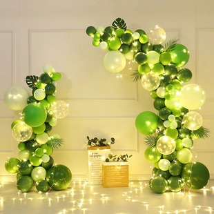 森系果橄榄绿色气球拱门支架气氛商场店铺开业周年店庆典场景布置