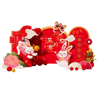 氣球背景板卡通可愛滿月過周