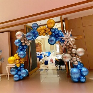 金属蓝银气球拱门支架商场公司乔迁开业周年庆典生日派对装饰布置