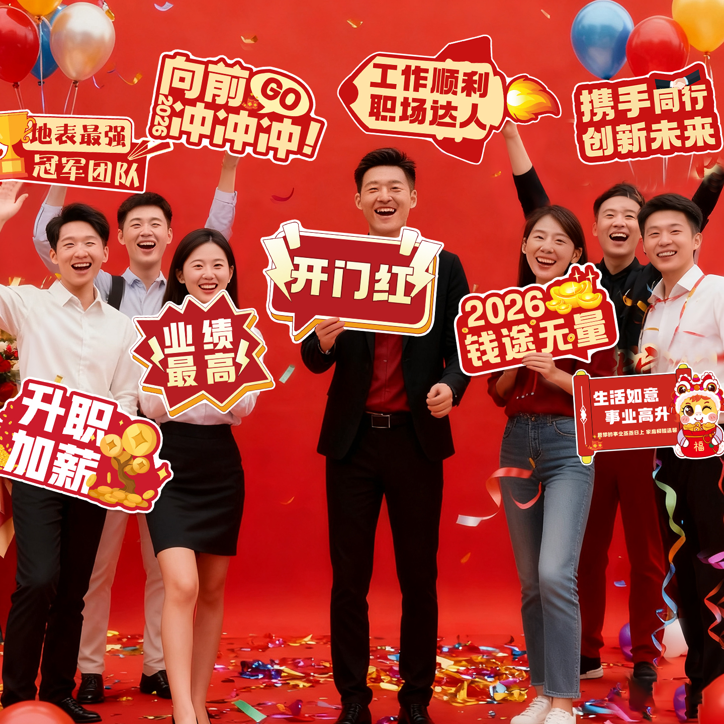 2026马新年装饰品手举牌道具布置