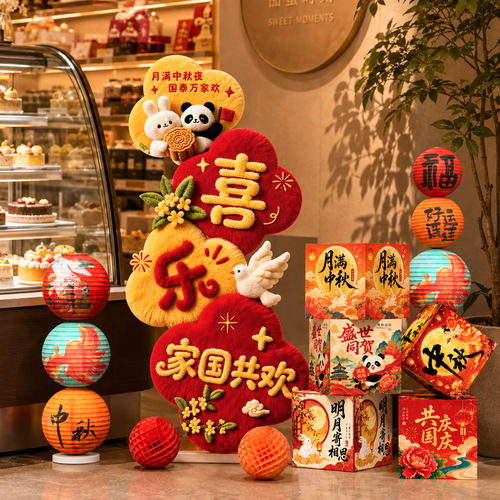 中秋国庆氛围布置社区学校布置