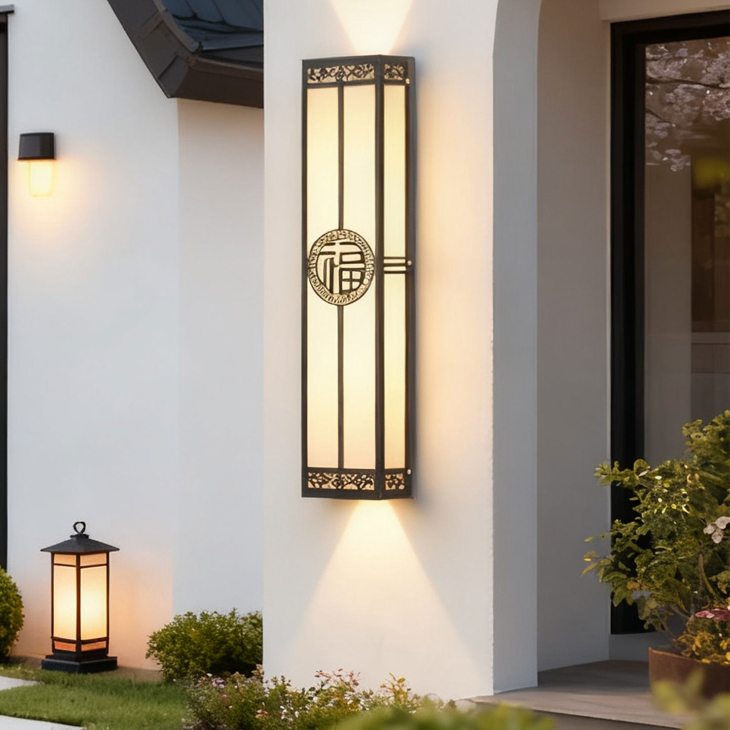 新中式户外壁灯庭院灯LED福字装饰防雨别墅大门两侧景观灯