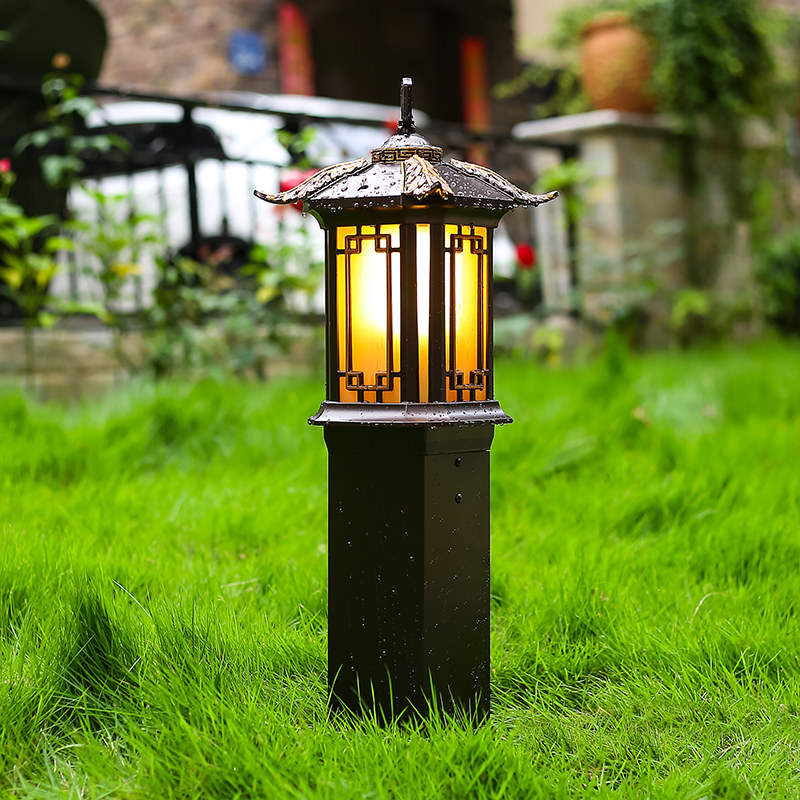 太阳能欧式草坪灯户外防水led庭院简约中式方形景观灯园林草地灯