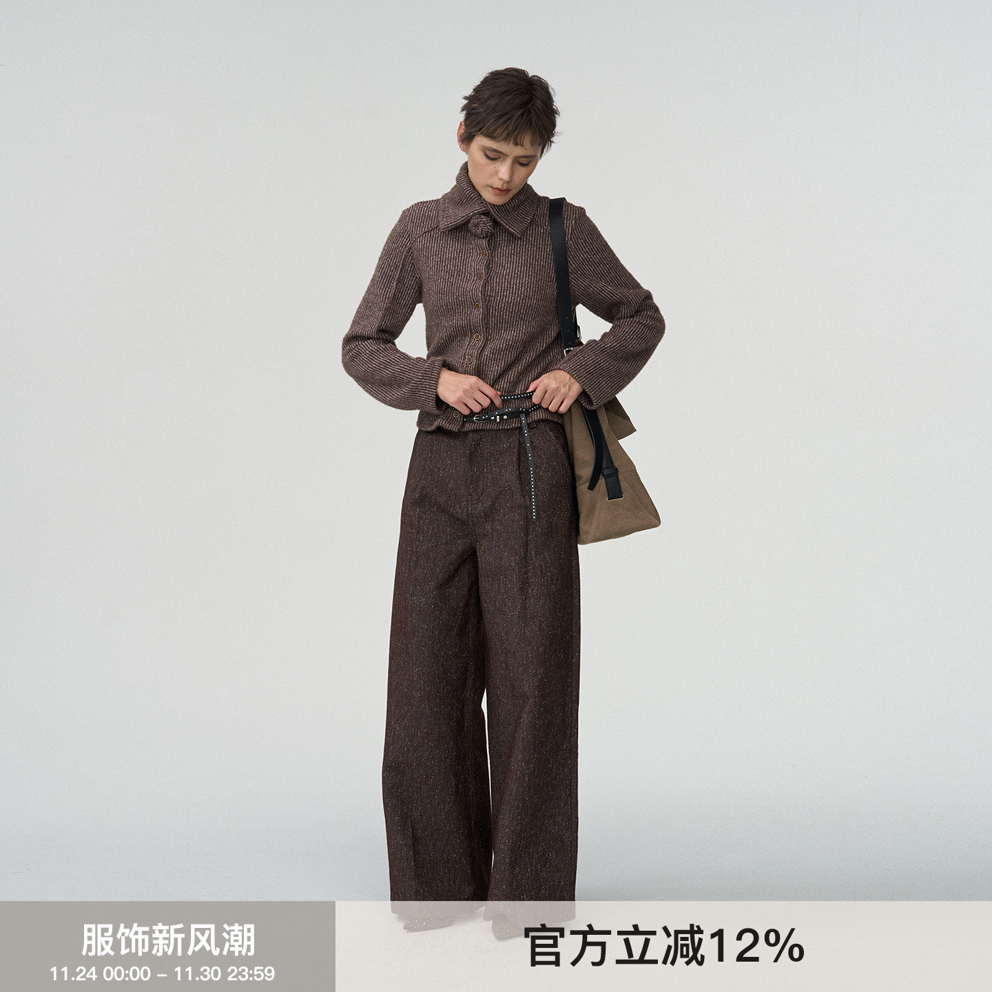 【玫瑰序章】BiLLconch绒感坑条手工玫瑰外套复古针织毛衣女秋款