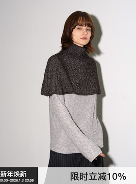 【叠搭主角】BiLLconch重工绞花披肩斗篷2025秋冬复古针织围脖女