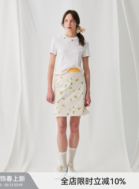 【自带项链】BiLLconch手工订珠T恤白色简约设计百搭短袖夏季上衣