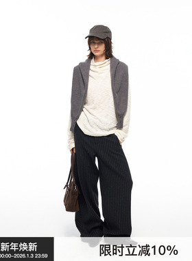 【绒感肌理】BiLLconch高领修身打底t恤内搭女堆堆领上衣2025秋冬