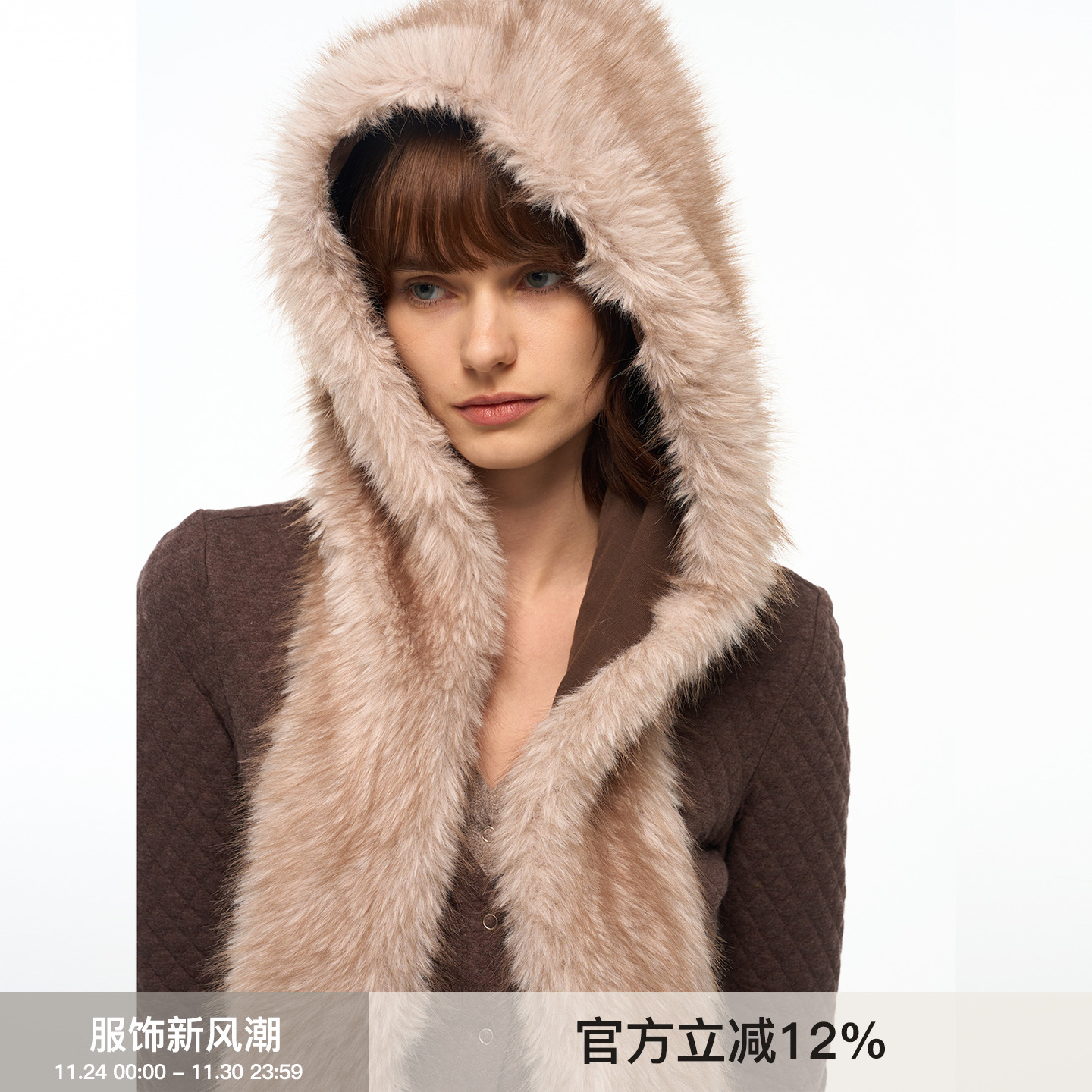 【随心Flip】BiLLconch双面戴毛毛帽子围巾一体两用保暖加厚围脖