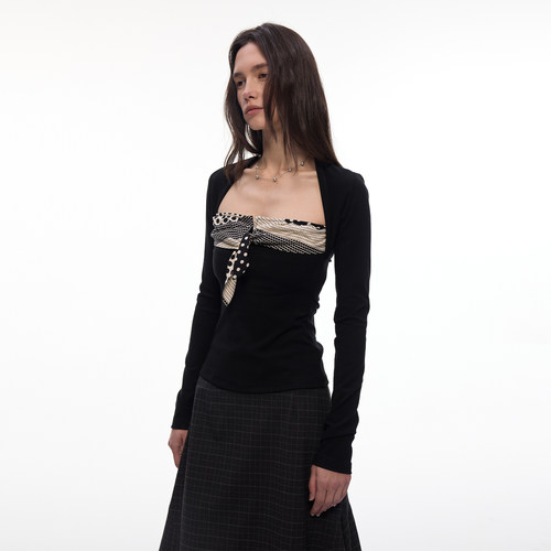 【叠影波点】BiLLconch修身显瘦辣妹风长袖t恤波点假两件长袖上衣