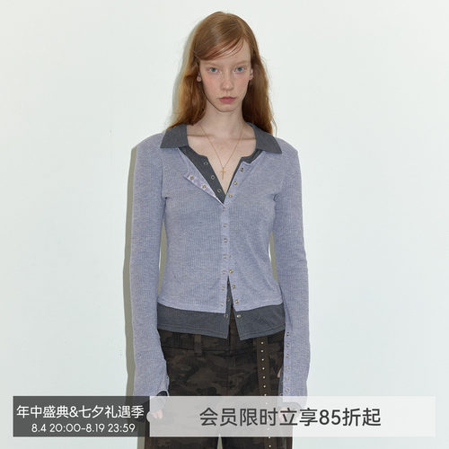 衬衫Berlinconch假两件双层按扣