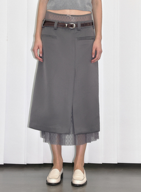 【双腰蕾丝】Berlinconch复古蕾丝花边半裙高腰设计感西装长裙