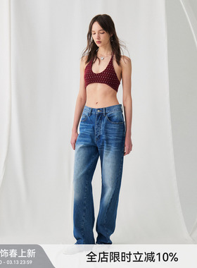 【U领背心】BiLLconch外穿U领挂脖小吊带性感复古花形上衣超短款