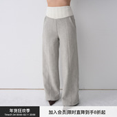 BiLLconch色纺绞花拼接显瘦毛呢裤 绞花塑腰 15%羊毛重工休闲裤