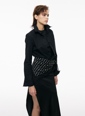【百变造型】BiLLconch黑色可造型修身衬衫设计感塑形衬衣外套