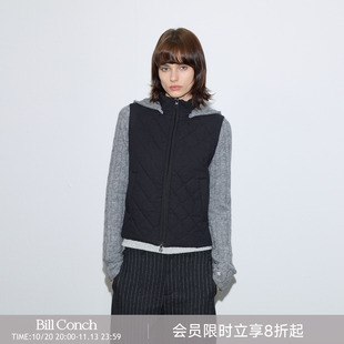 【黑灰衍格】BiLLconch格子拼接撞色连帽外套羊毛内里厚棉服秋冬