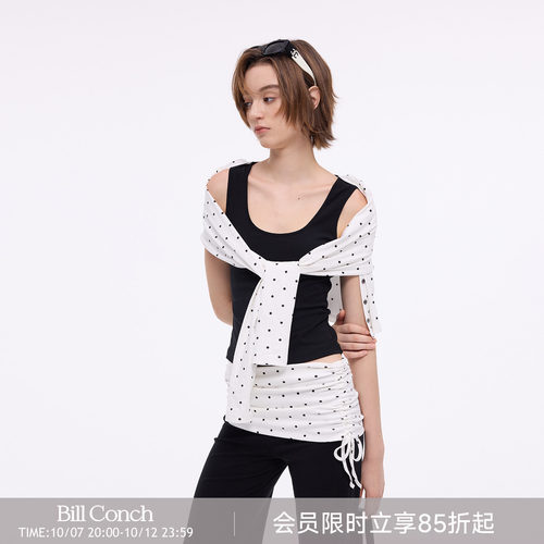 【系带叠穿】BiLLconch假两件披肩系带两穿修身上衣拼接长袖开衫