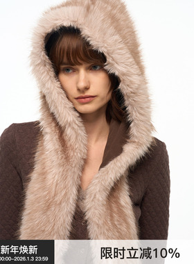 【随心Flip】BiLLconch双面戴毛毛帽子围巾一体两用保暖加厚围脖