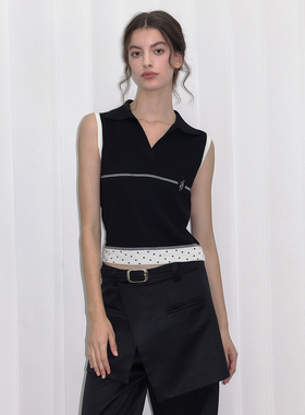 【刺绣波点】Berlinconch夏季外穿无袖针织背心设计感小众T恤上衣