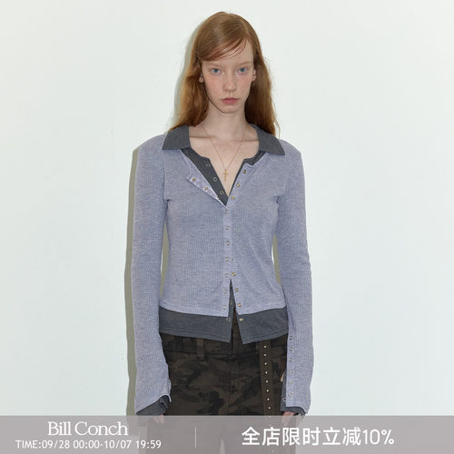 衬衫Berlinconch假两件双层按扣