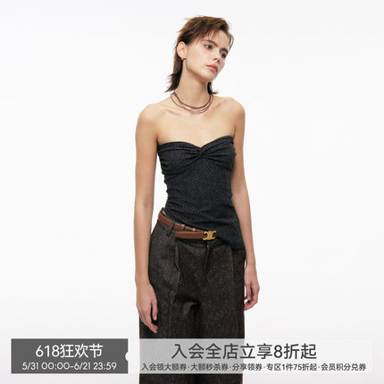【碎花抹胸】BiLLconch黑色辣妹抹胸上衣夏季设计感修身吊带背心