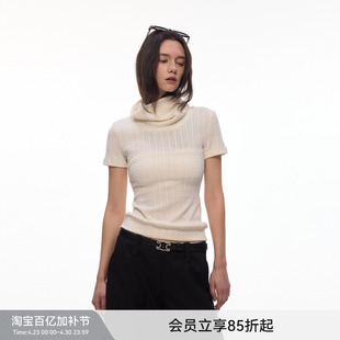 【温莎织忆】BiLLconch堆堆高领正肩短袖女修身显瘦t恤2026春夏