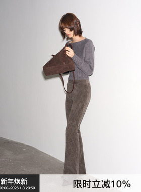 【纤绒微喇】BiLLconch复古针织加绒喇叭裤秋冬显瘦垂感休闲裤女