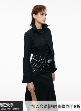 【百变造型】BiLLconch黑色可造型修身衬衫设计感塑形衬衣外套