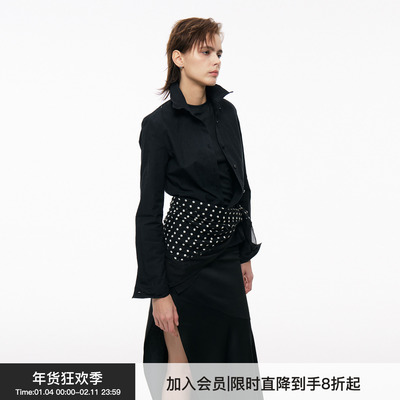 BiLLconch黑色可造型小衬衫