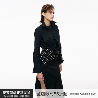 BiLLconch黑色可造型小衬衫