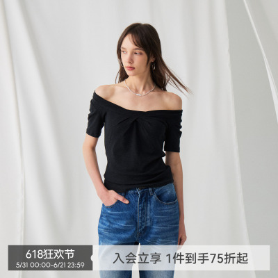 BiLLconch方领胸前褶一字T
