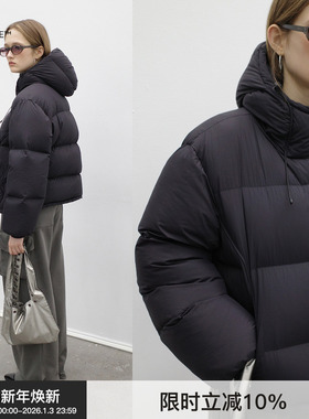 【3M雪丽棉】BiLLconch黑色连帽短款棉服加厚保暖面包服2024冬