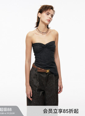 【碎花抹胸】BiLLconch黑色辣妹抹胸上衣夏季设计感修身吊带背心