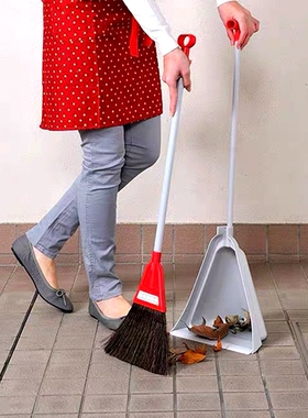 日本进口azuma天然棕毛扫把簸箕套装扫帚家用懒人扫地笤帚神器