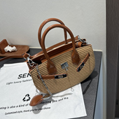 度假风草编包女2025新款 夏季 流行编织包海边沙滩大容量单肩凯莉包