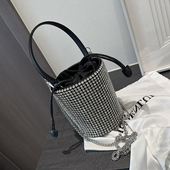 手提包镶钻女包圆形同款 左杏 包包2025新款 水钻包单肩斜挎水桶包