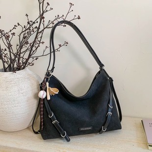 复古麂皮托特包女大容量通勤单肩包时尚百搭HOBO包双肩包托特包