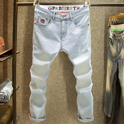 潮牌刺绣百搭舒适休闲牛仔裤男