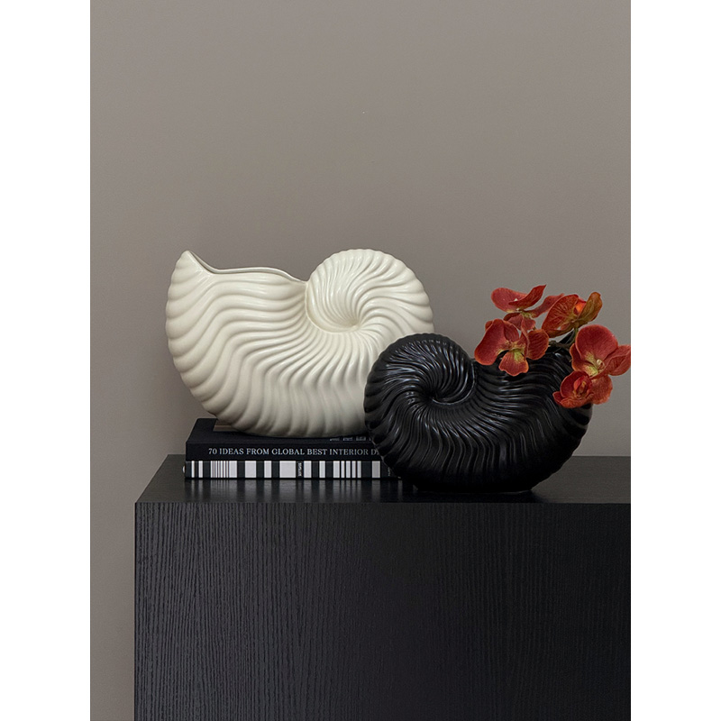 觅屿 法式海螺花瓶中古艺术家居摆件轻奢高级感客厅创意个性花器