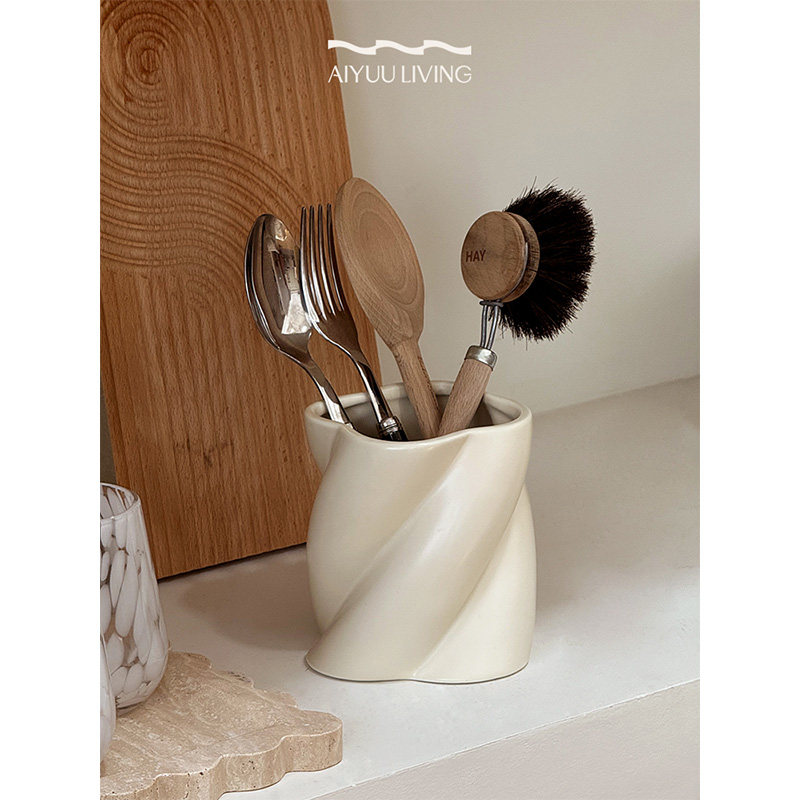 觅屿 陶瓷餐具收纳罐叉勺筷子收纳家用厨房置物桶简约法式餐具笼,餐饮具,餐具笼/架,淘宝优惠券,粉丝福利购,淘宝优惠卷