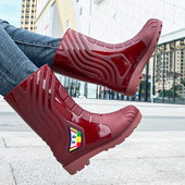 高中筒防水防滑水靴速干无里布耐磨雨鞋 男 加厚牛筋底一体成型水鞋