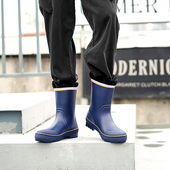 雨靴冬 男中筒防滑厨房防水防油耐磨厚底保暖水鞋 潮流雨鞋 男士 时尚