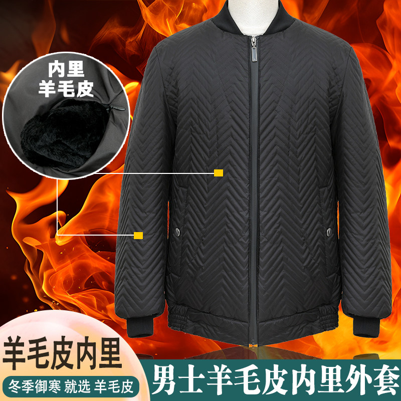 2023冬季新款中老年男士羊皮毛一体内胆派克服