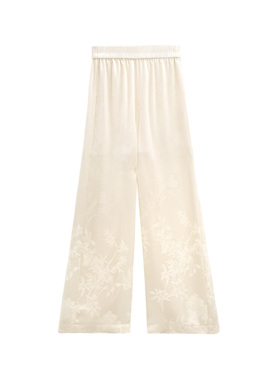 【竹影】 新中式桑蚕丝提花休闲百搭松紧高腰阔腿裤女A522150