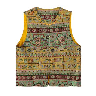 桑蚕丝唐锦圆领马甲复古气质休闲女装 新中式 C515268 云锦