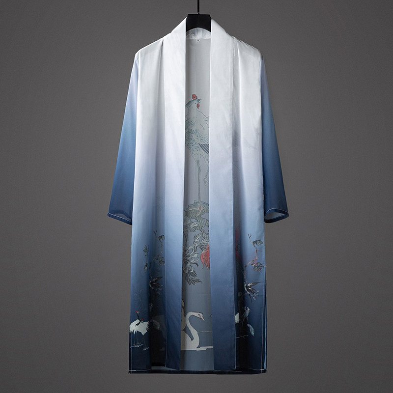 秋季薄款秀禾服中国风汉服大氅中式防晒开衫男复古道袍中长款披风